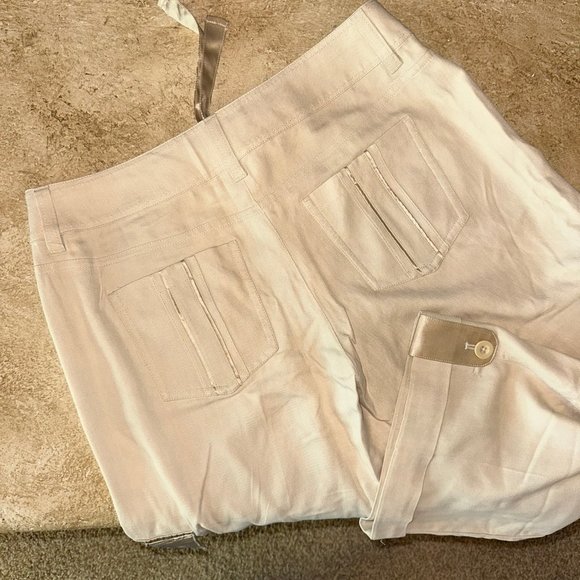 WHBM silky cargo pants with ribbon/satin trim NWOT - Picture 7 of 11